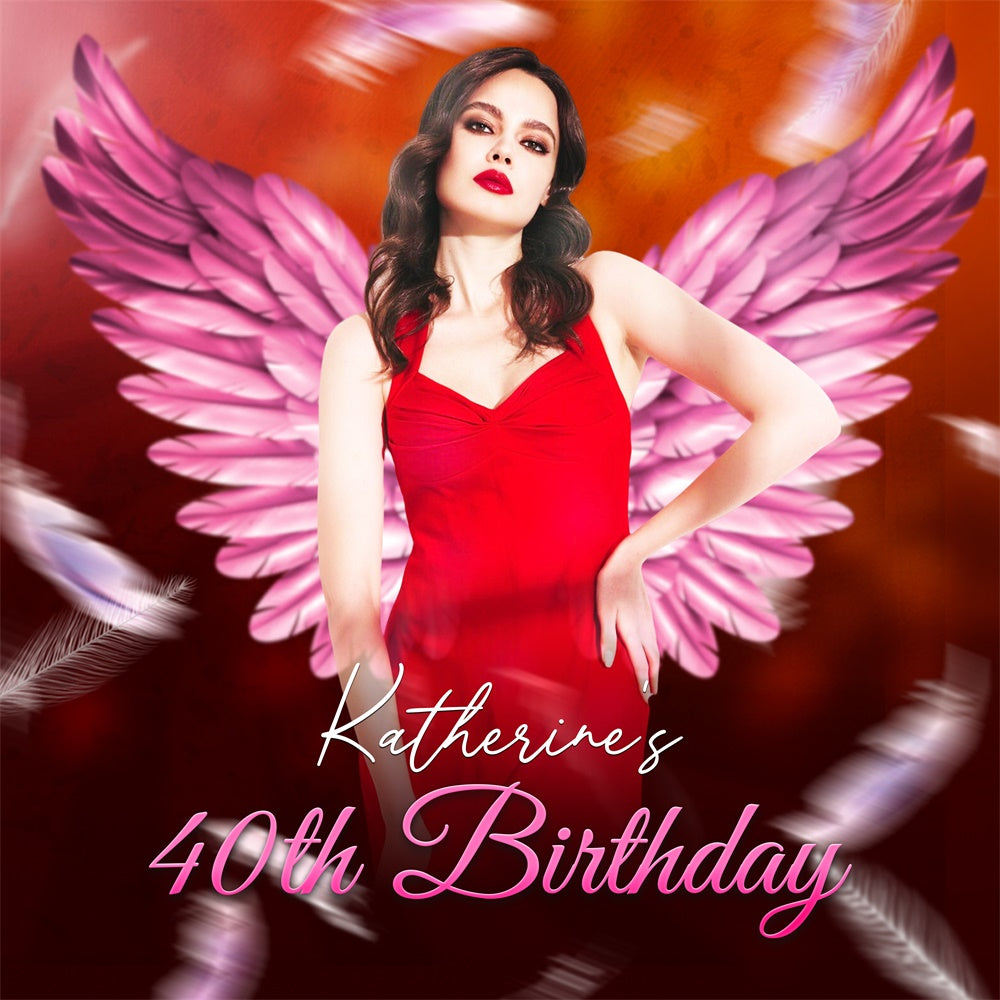 40. Geburtstag Backdrop Elegant Power Wings Individuelles Backdrop LXX6-93