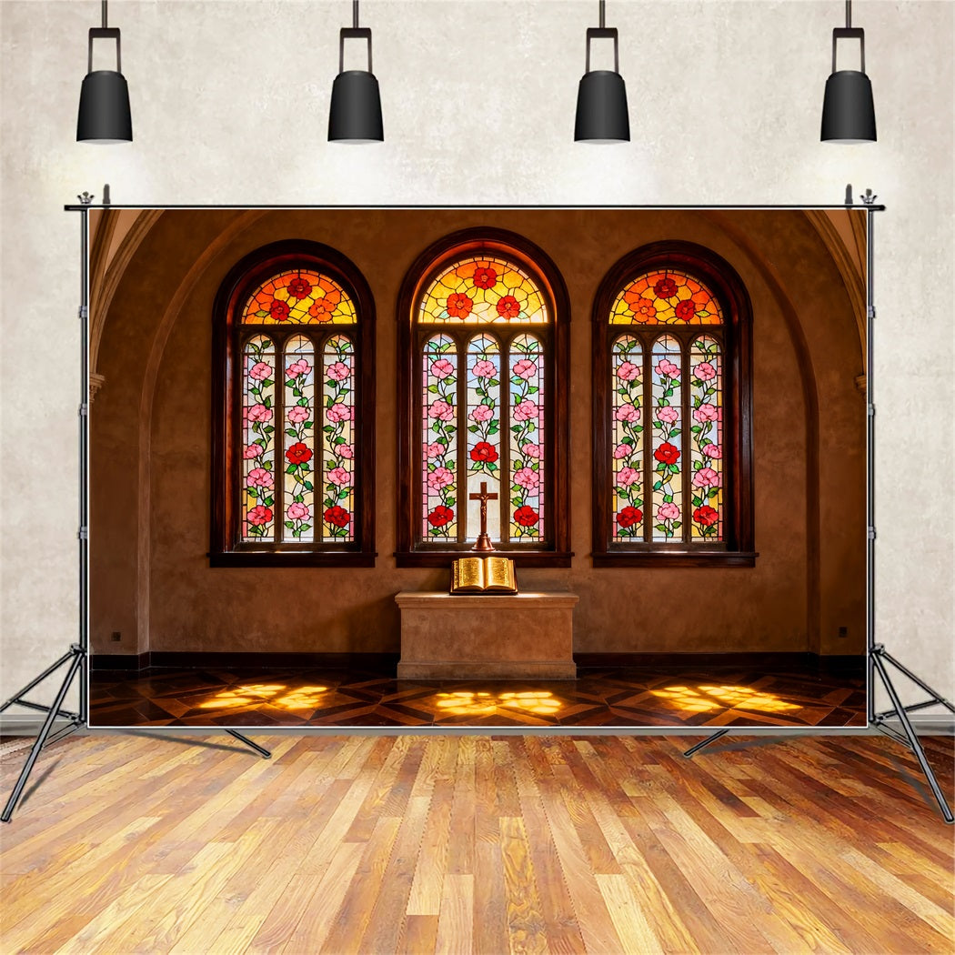 Er ist auferstanden Hintergrund Buntglas Kirchenaltar Oster-Fotografie-Hintergründe LXX61-102