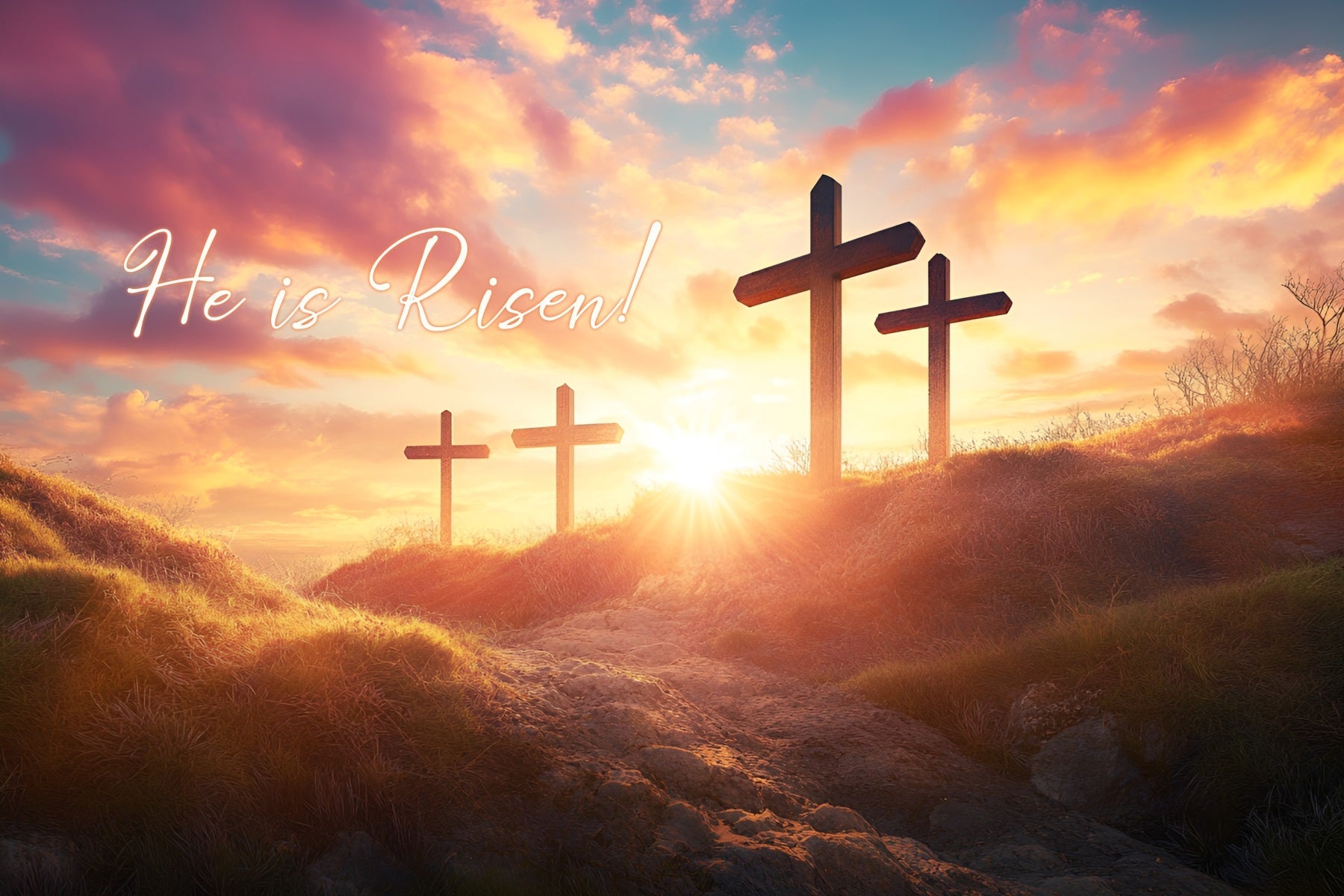 Er ist auferstanden Hintergrund Ostern Kreuz Sonnenuntergang Glanz Ostern Hintergrund Ideen LXX61-127