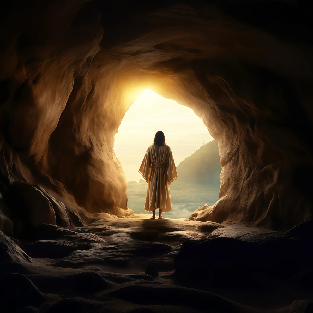 Christliche Oster-Fotokulissen Er ist auferstanden Retter Höhle Oster-Bildkulissen LXX61-132
