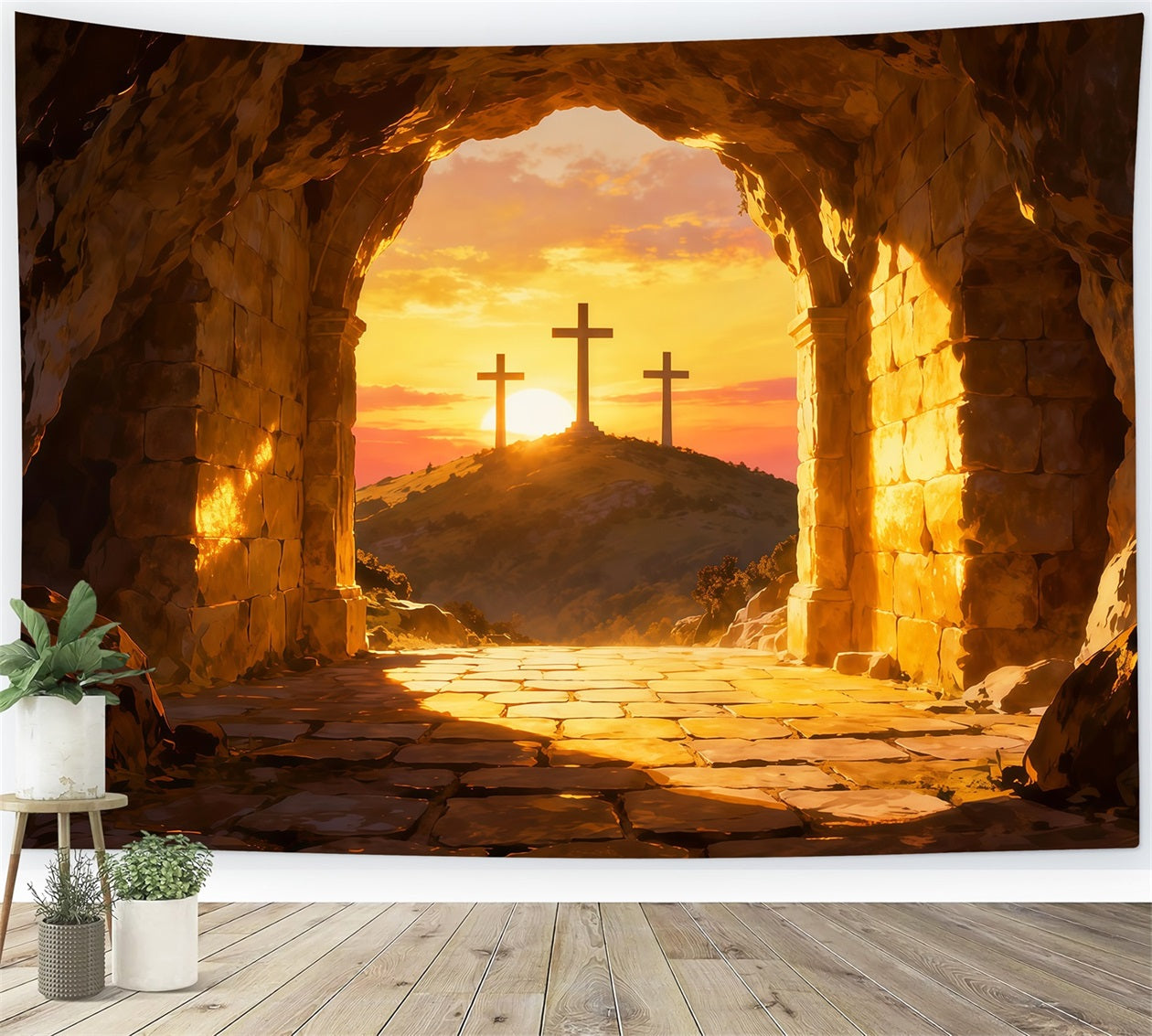 Religiöse Oster-Kulissen Er ist auferstanden Kreuz Hügel Oster-Fotokulissen-Ideen LXX61-133