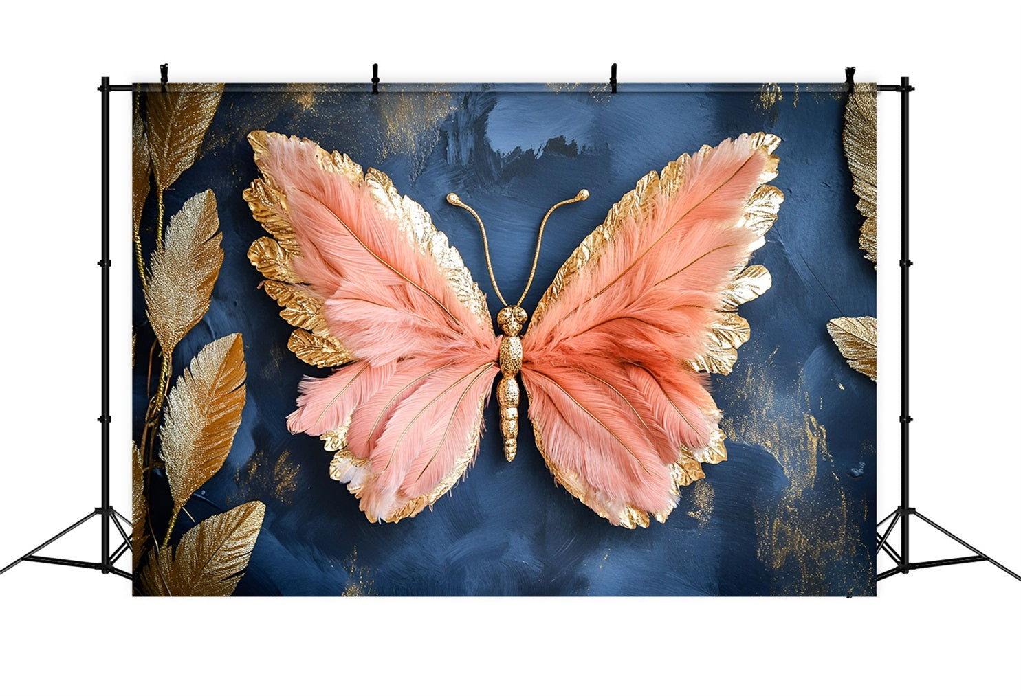 Schmetterlingsflügel-Hintergrund Blush Federkunst Blätter Frühlingsbild-Hintergrund LXX61-173
