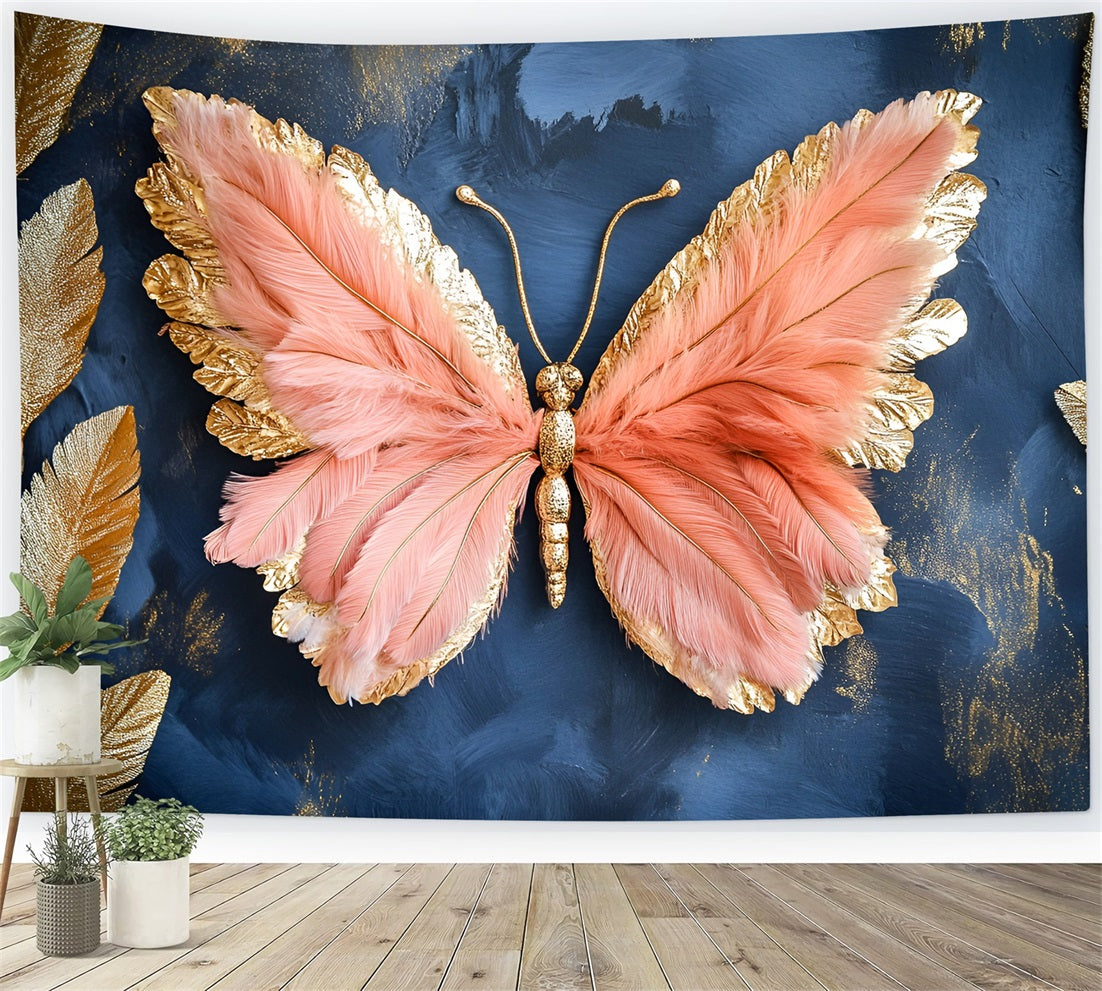 Schmetterlingsflügel-Hintergrund Blush Federkunst Blätter Frühlingsbild-Hintergrund LXX61-173