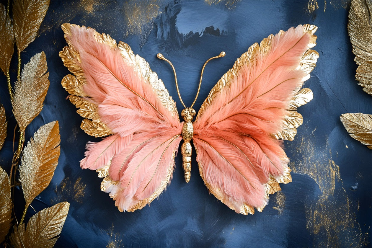 Schmetterlingsflügel-Hintergrund Blush Federkunst Blätter Frühlingsbild-Hintergrund LXX61-173
