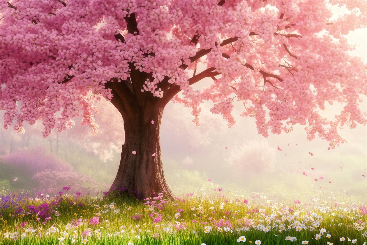 Kirschblüten-Hintergrund Rosa Blütenwiese Baum Blumen-Hintergrund LXX61-175