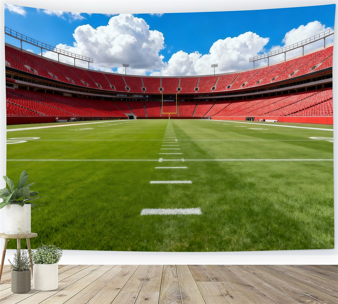Fußballfeld-Hintergrund Rote Sitze Stadion Tageslicht Sport-Hintergrund LXX61-229
