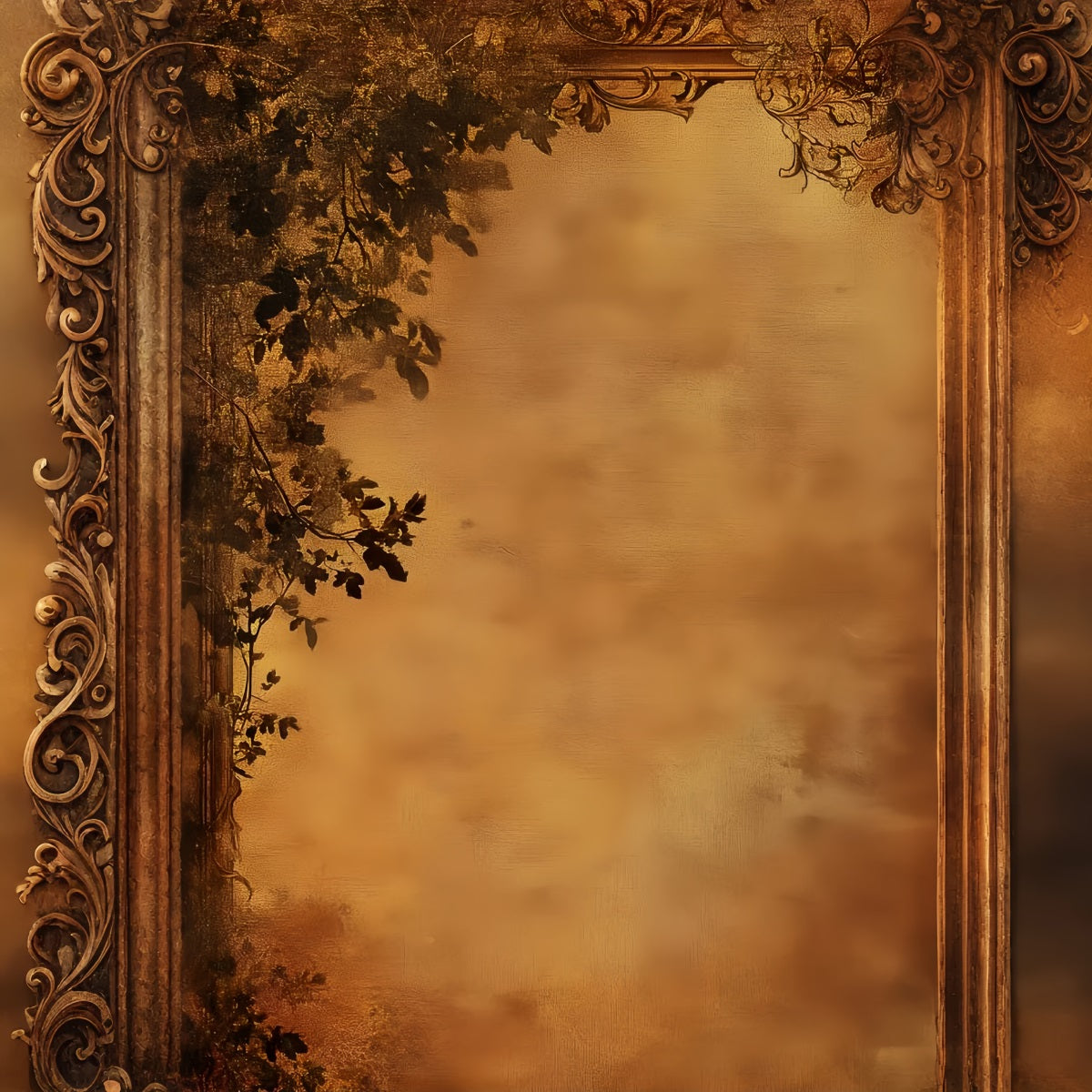 Porträtfoto-Hintergründe Antiker Sepia-Botanik-Rand Familienporträt-Hintergrund LXX61-31