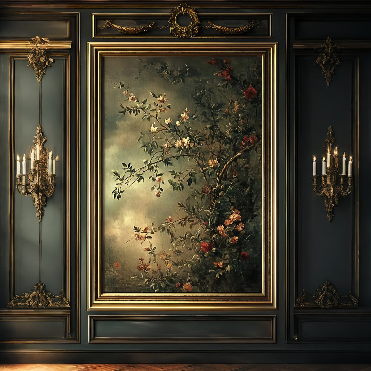 Hintergrund für Familienporträts Klassisches gerahmtes Blumenbild Hintergrund für Studio-Porträts LXX61-32