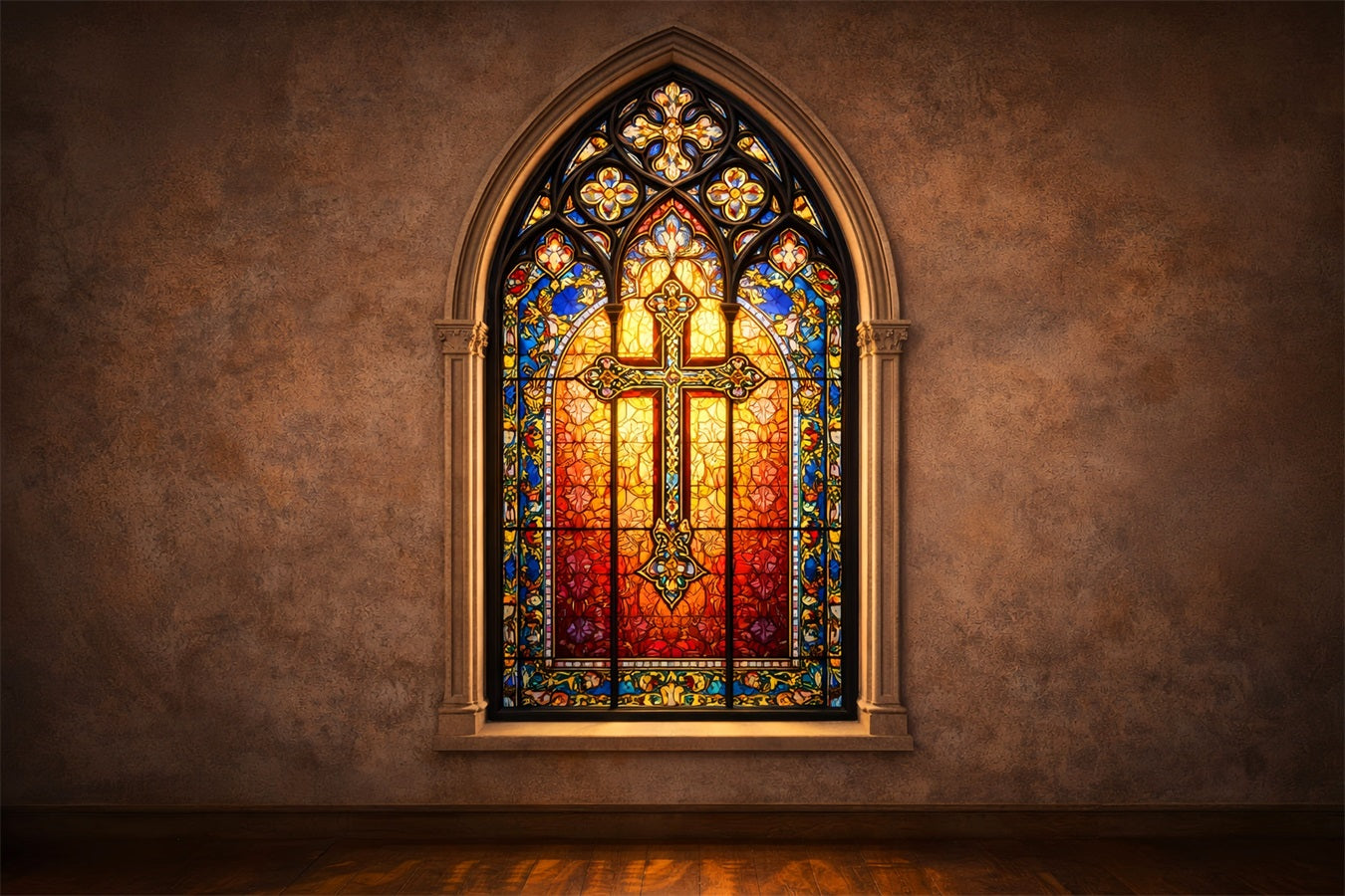 Ideen für Oster-Fotokulissen in Kirchen Kathedrale Buntglasfenster Kreuz 10x10 Oster-Kulissen LXX61-42