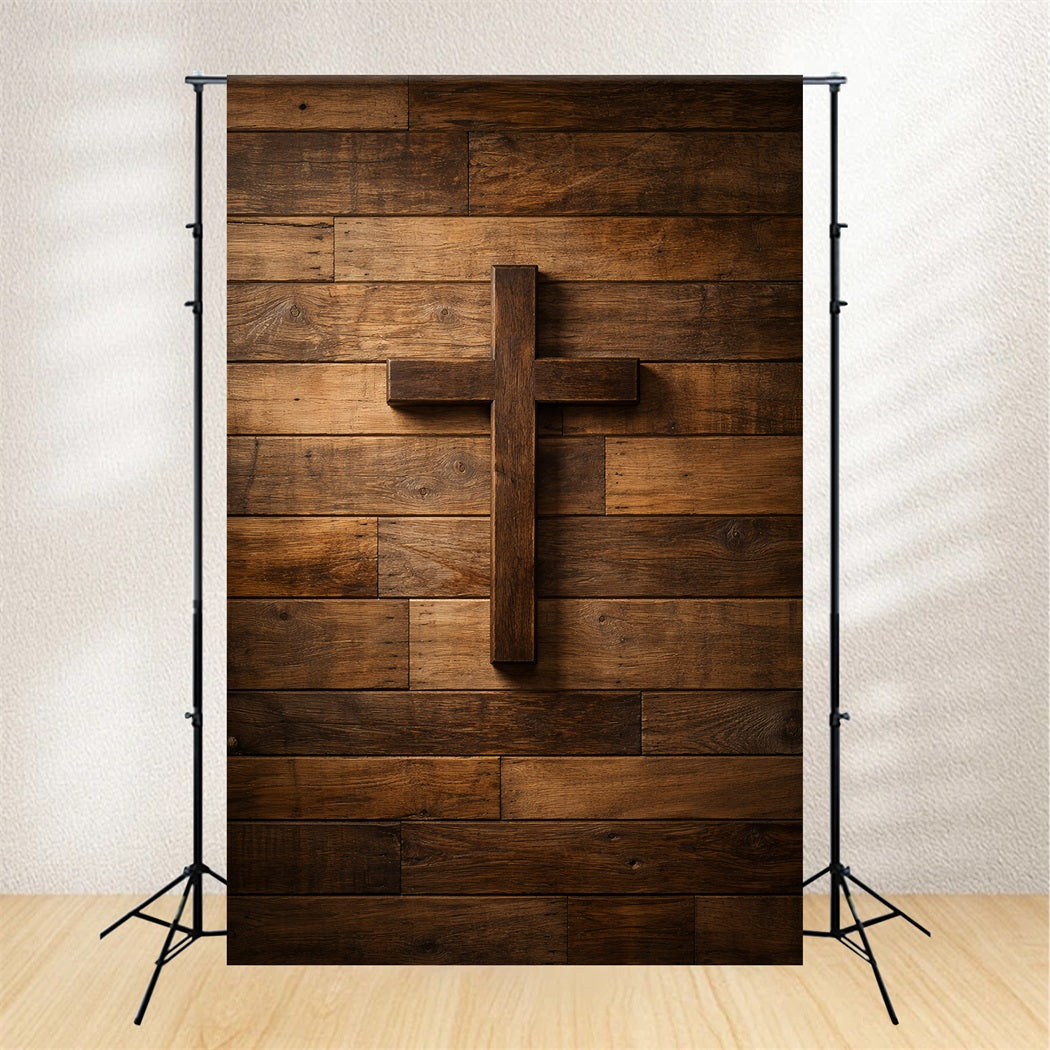 Christliche Oster-Hintergründe Rustikales Holzkreuz Wand-Fotohintergründe Ostern LXX61-50