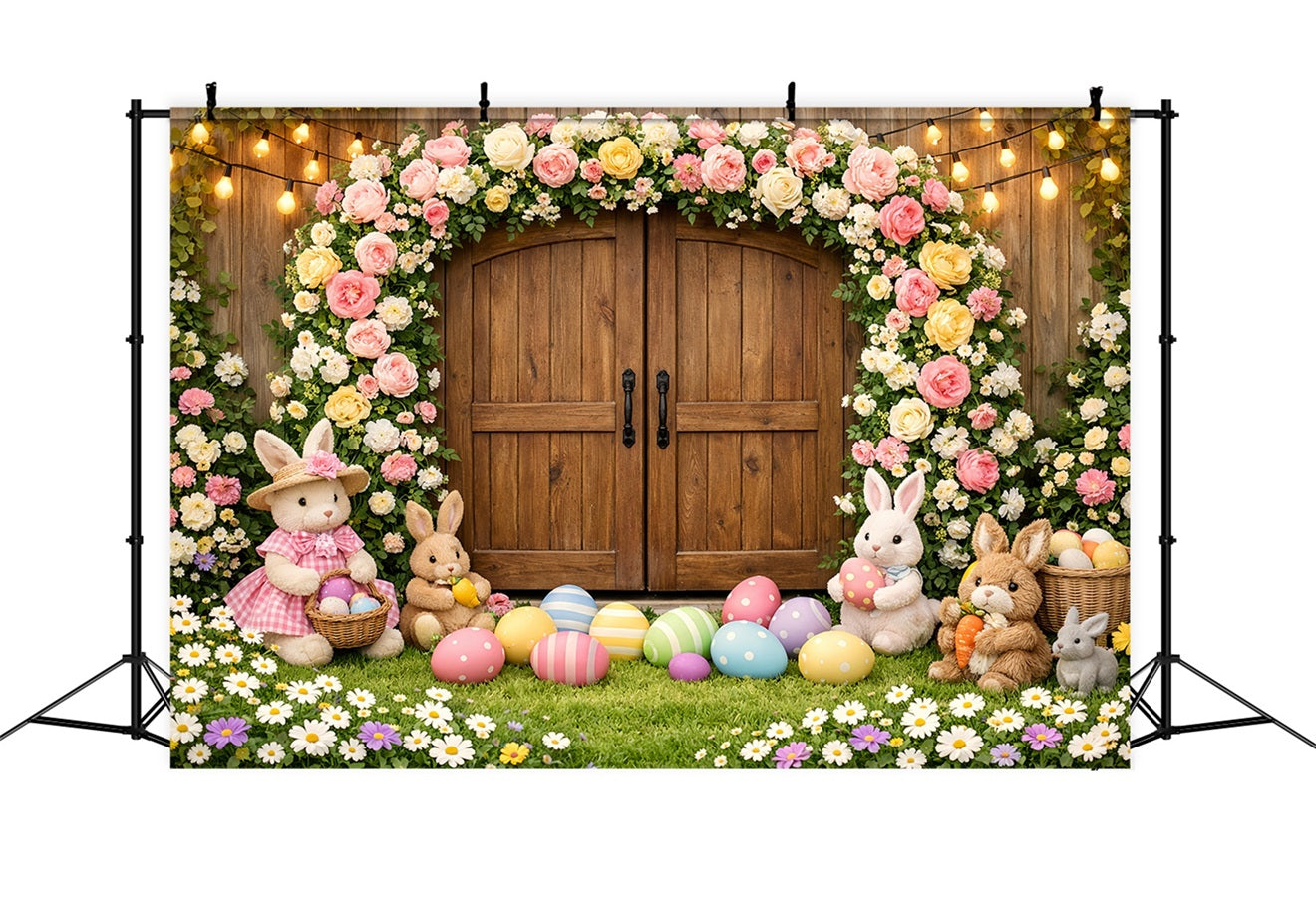 Osterhasen-Hintergründe Rustikale Holzkreuze Blumen-Oster-Hintergründe Ideen LXX61-73