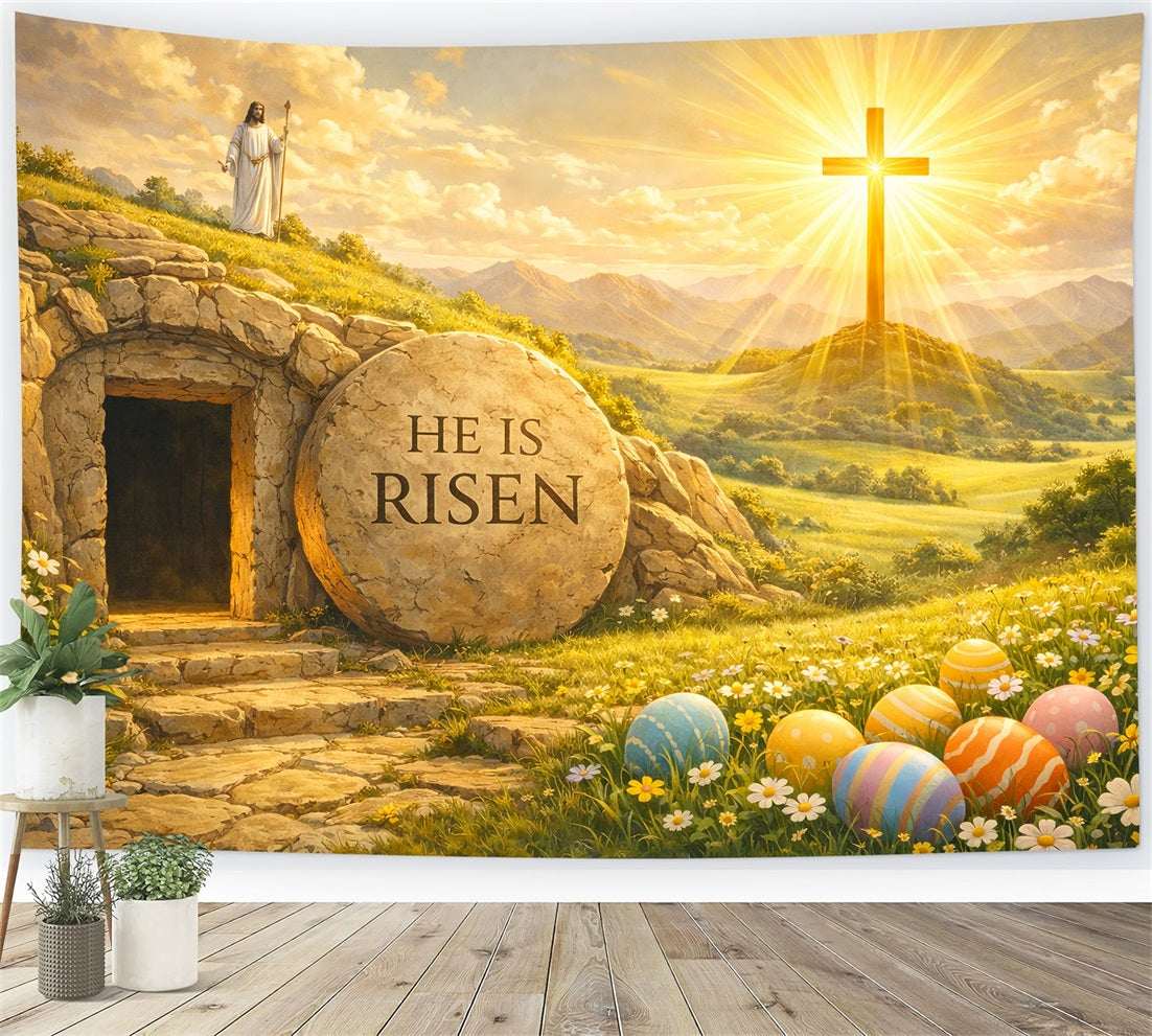 Ostergrab-Hintergründe Er ist auferstanden Kreuz der Auferstehung Oster-Fotoshooting-Hintergrund-Ideen LXX61-88