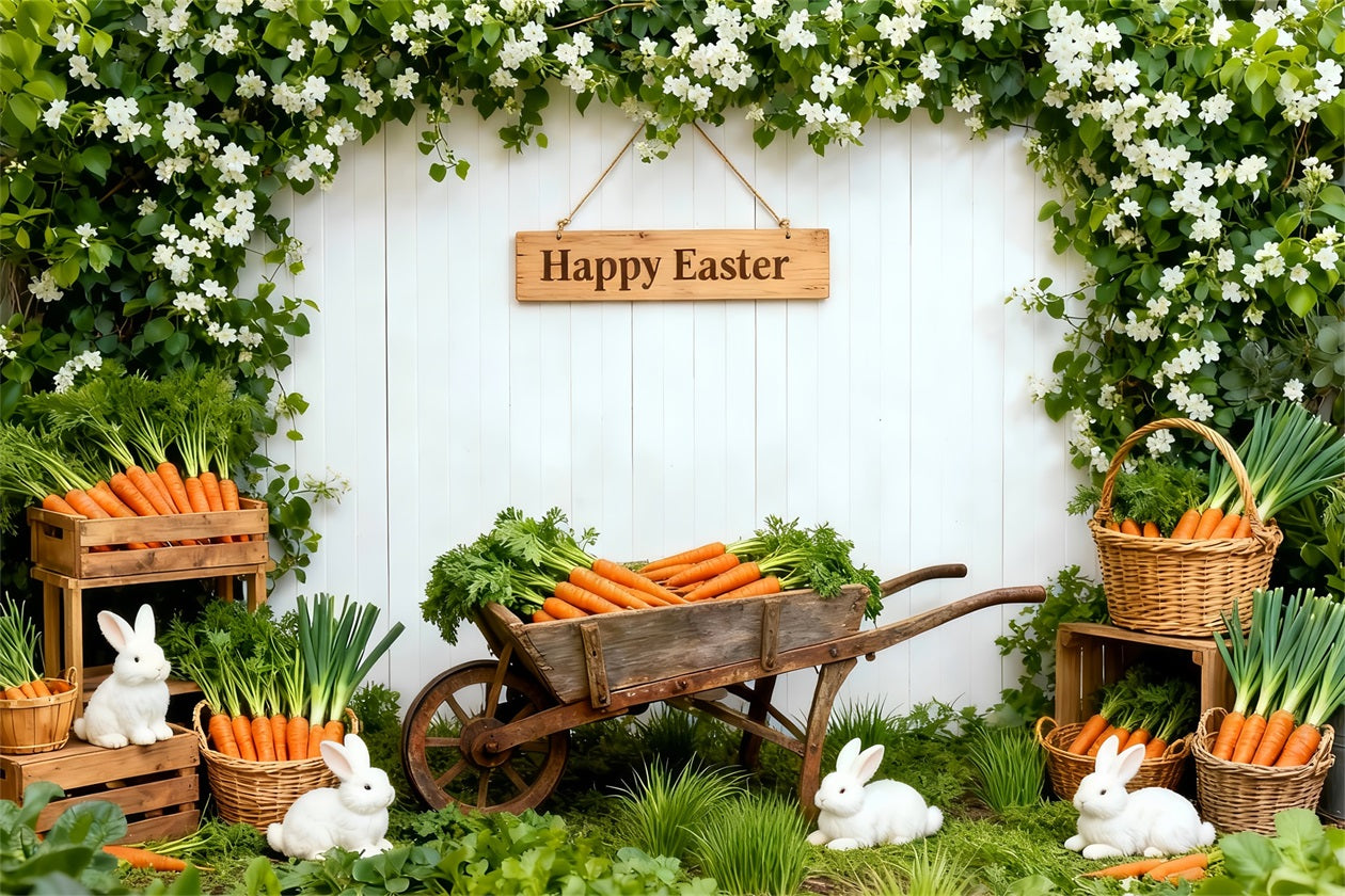 Karotten-Hintergrund Frühlingsgarten Wildblumen-Hase Oster-Fotohintergründe LXX61-99