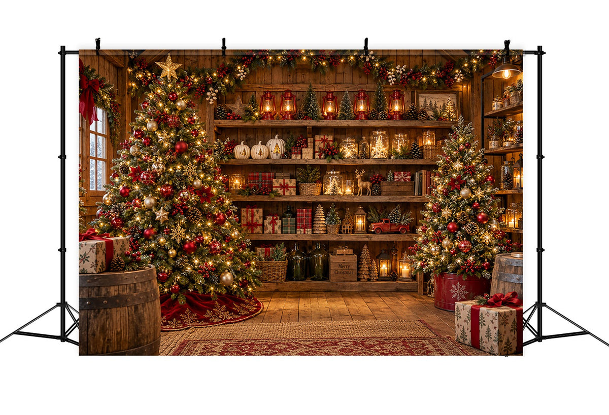 Weihnachtsladen-Hintergrund Rustikale Festliche Holzregale LXX610-165