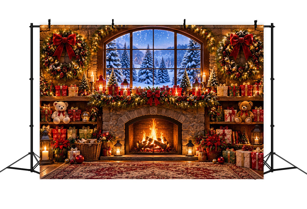 Weihnachtsfenster-Hintergrund Grünes Flauschiges Süßigkeitenhaus LXX610-174
