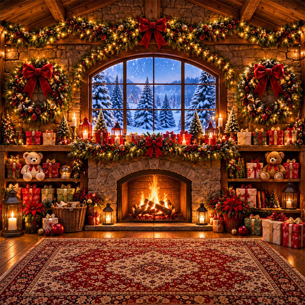 Weihnachtsfenster-Hintergrund Grünes Flauschiges Süßigkeitenhaus LXX610-174