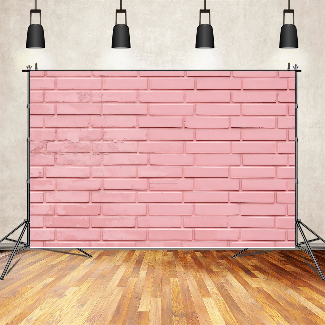Hintergrund für den Muttertag mit rosa Backsteinmauer und minimalistischer Backsteintextur – Ideen für Fotohintergründe zum Muttertag LXX63-25