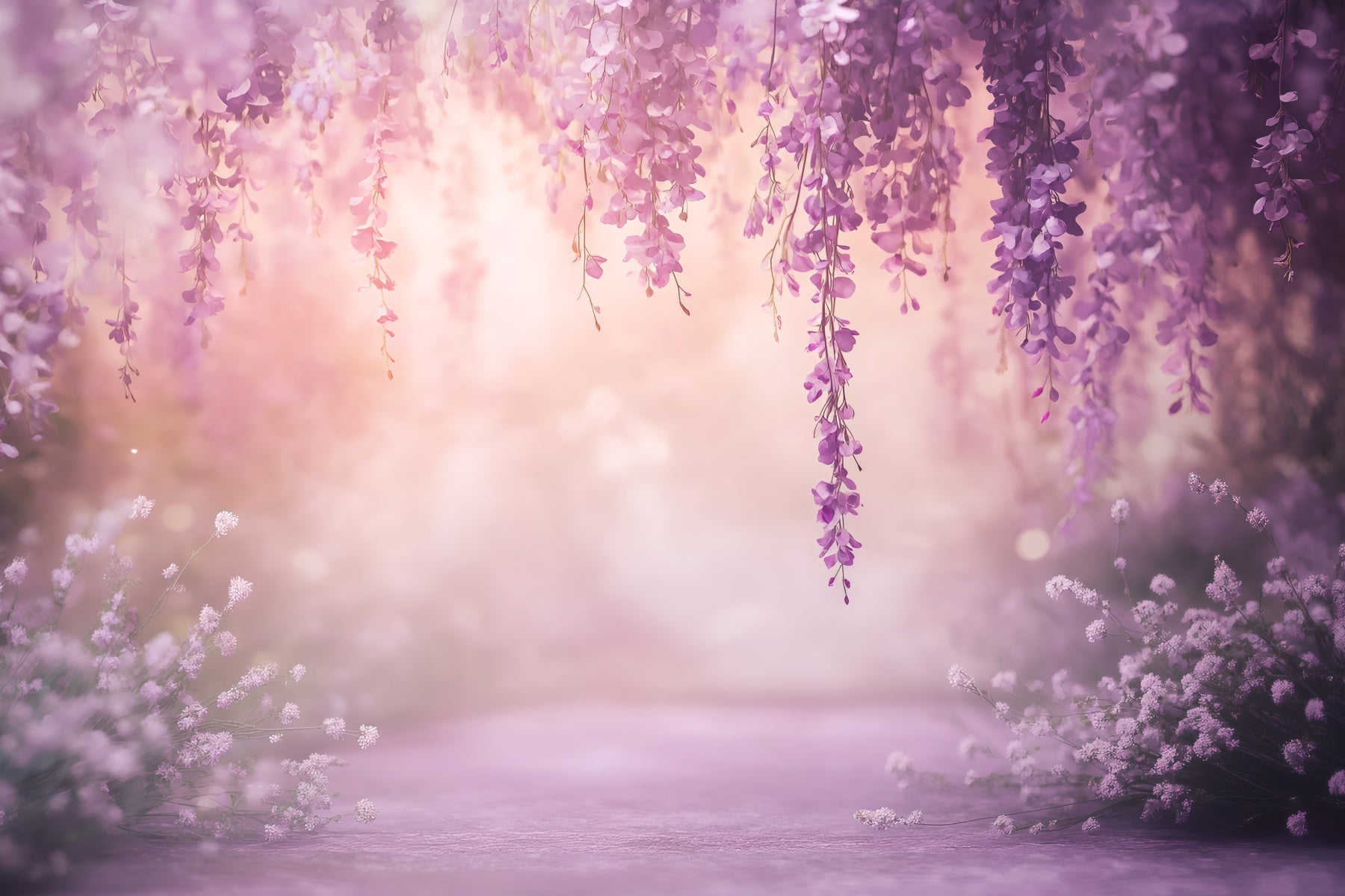 Lavendelstrauß Muttertag-Hintergrund – Sanfter Pastell-Glyzinien-Blüten-Unschärfe-Hintergrund Muttertag LXX63-47