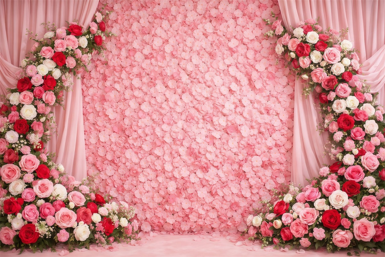 Muttertags-Porträt-Hintergrund: Luxuriöser rosa Blumenwand-Rosen-Muttertags-Hintergrund LXX63-8