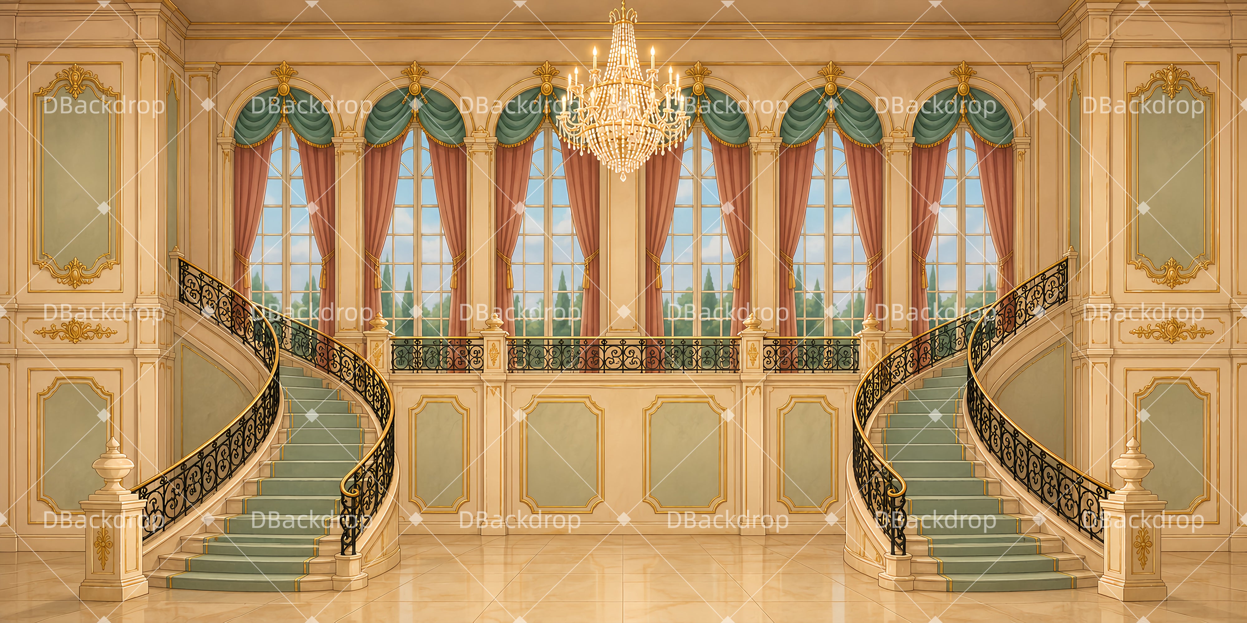 Eleganter Palastsaal Bühnenhintergrund für Schultheater LXX65-T112