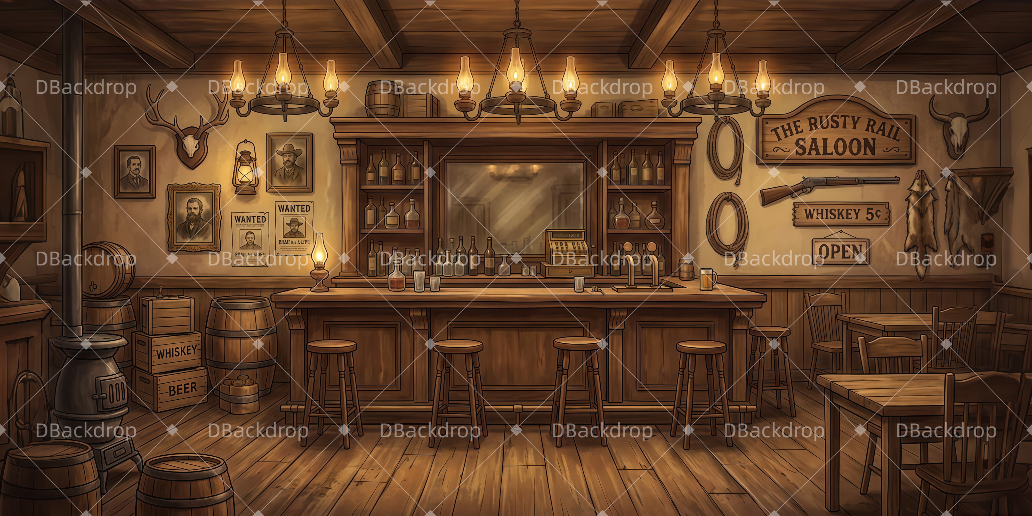 Saloon Hintergrund Rustic Saloon Interior VBS Hintergrunds LXX65-T1