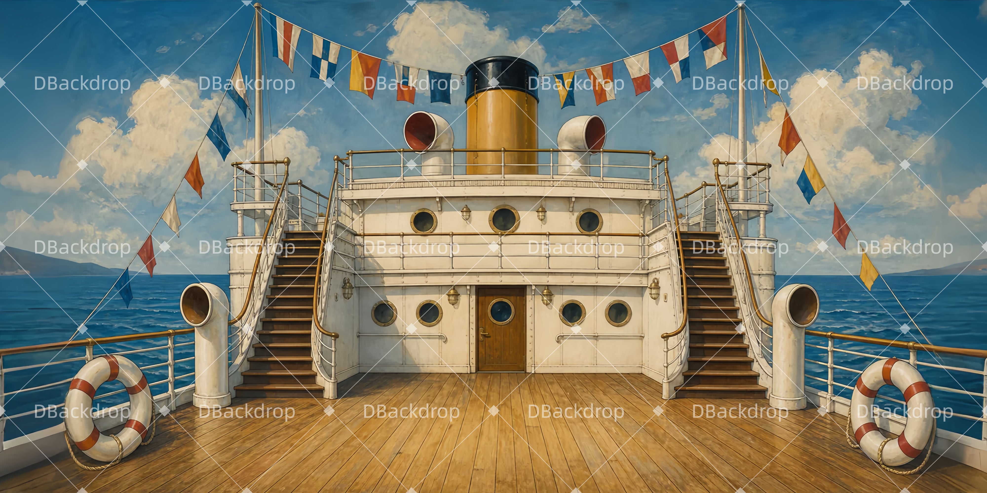 Kulissen für Schultheater Vintage Schiffsdeck Theater Bühnenkulisse LXX65-T46