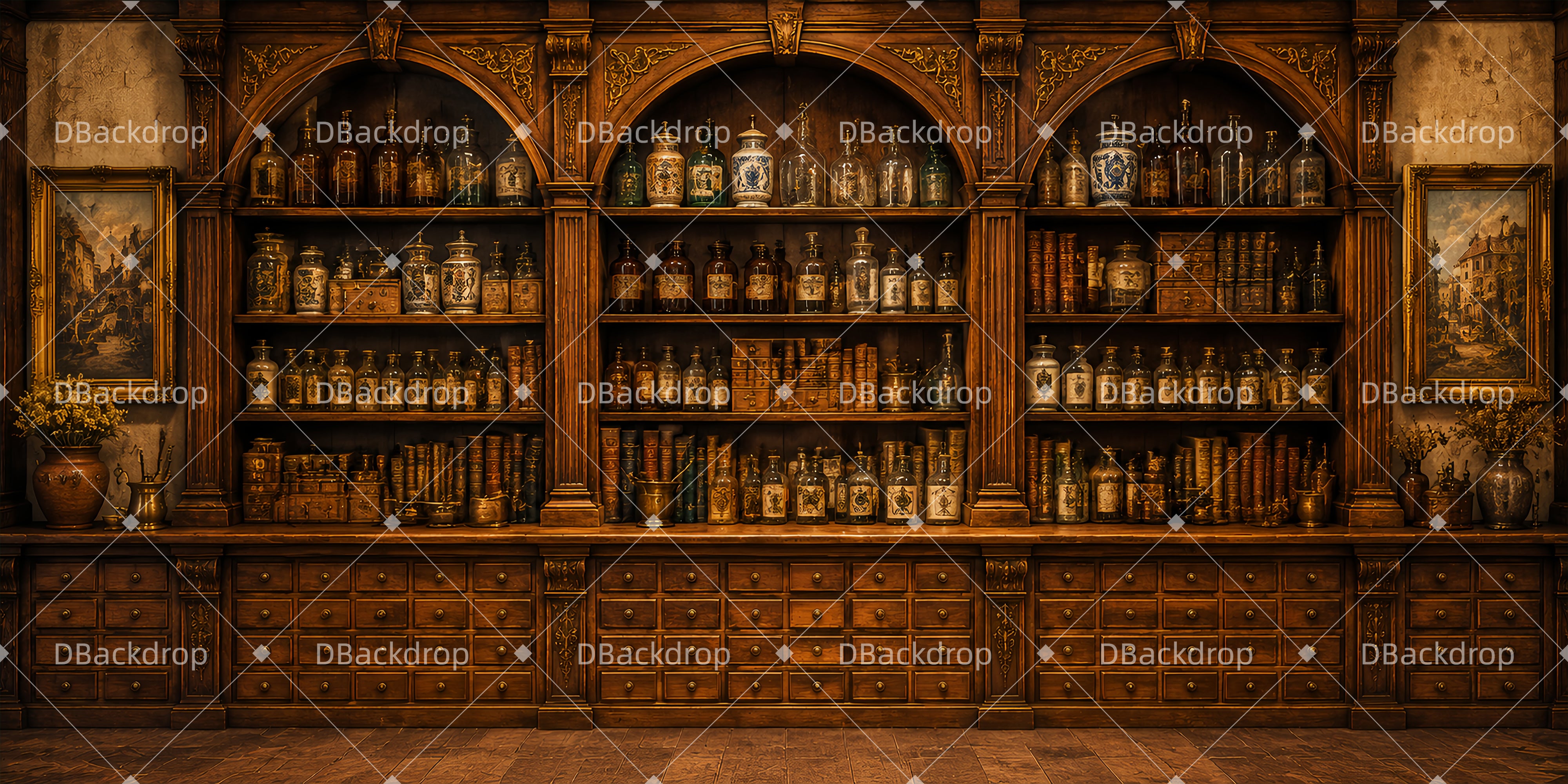 Ideen für Bühnenhintergründe Theaterhintergründe Vintage Apothecary Shop LXX65-T79
