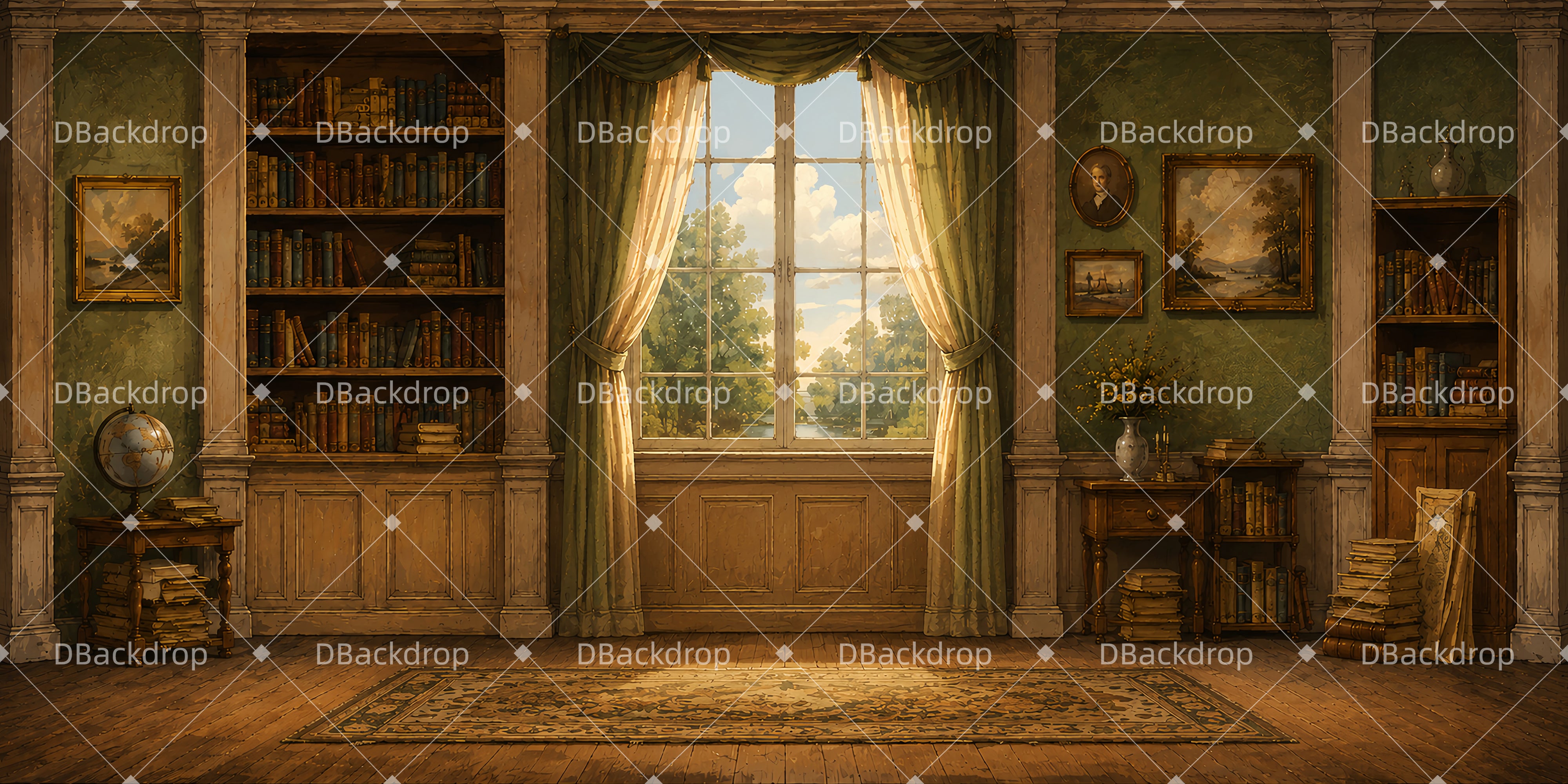 Bühnenhintergrund Thomas Jeffersons Arbeitszimmer Theaterkulisse LXX66-T46
