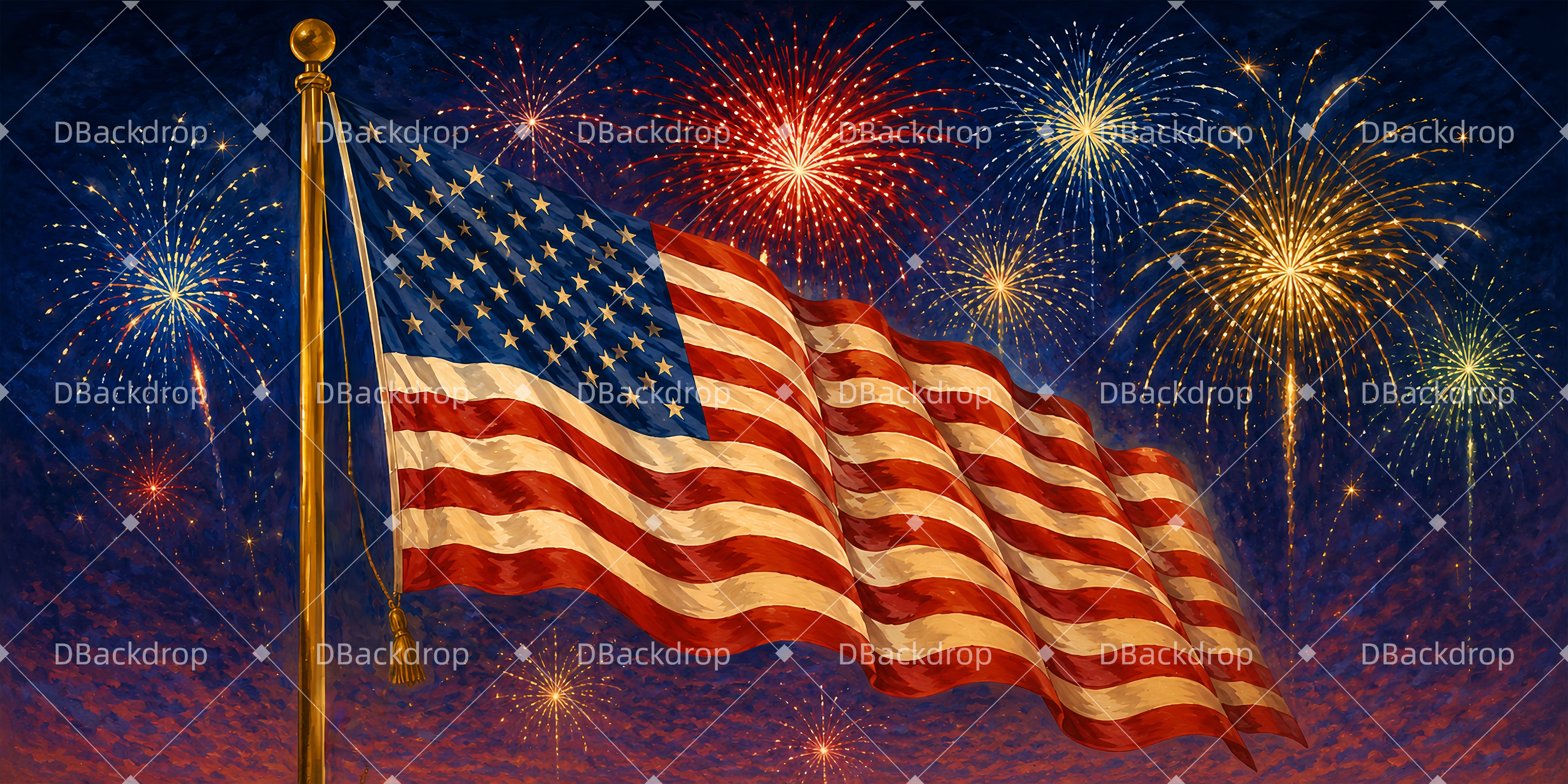 Bühnenhintergrund Feuerwerk und Flagge Aufführungskulisse LXX66-T52