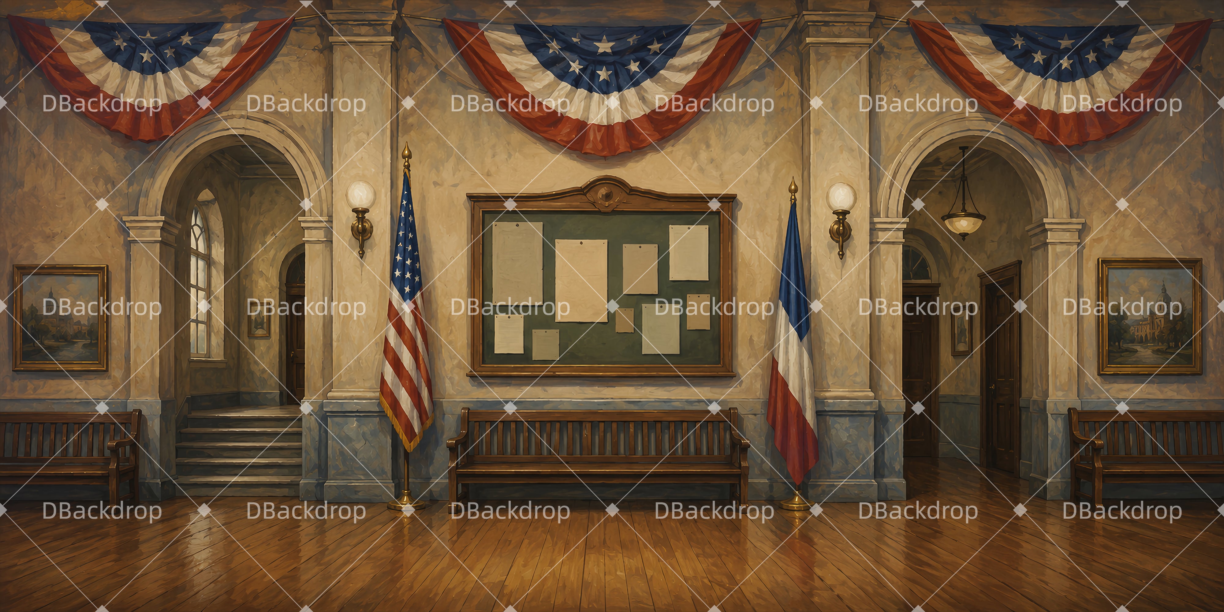 Theaterhintergrund Vintage Rathaus Bühnenkulisse LXX66-T86