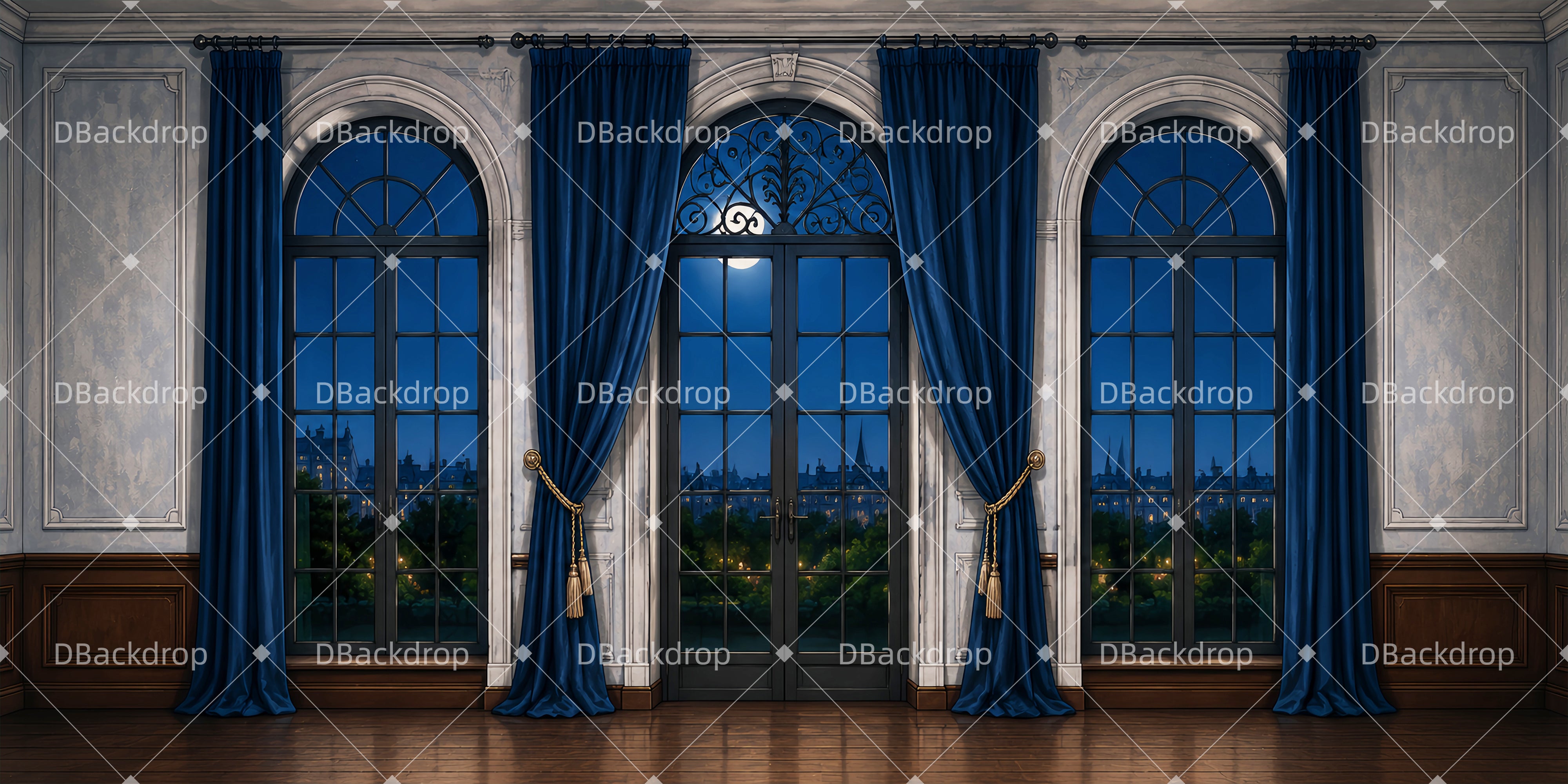 Blauer Vorhang Raum Theater Bühnenhintergrund zum Verkauf LXX66-T93