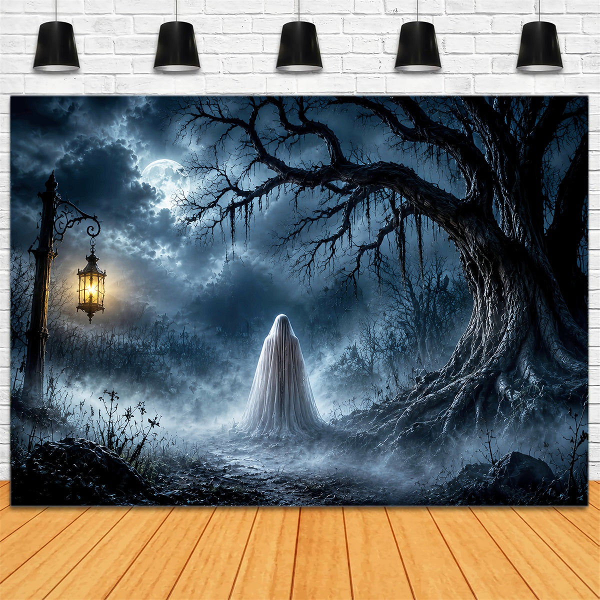 Halloween-Hintergrundfoto Spukwald Geisterlaterne Halloween-Party-Hintergrund LXX67-10