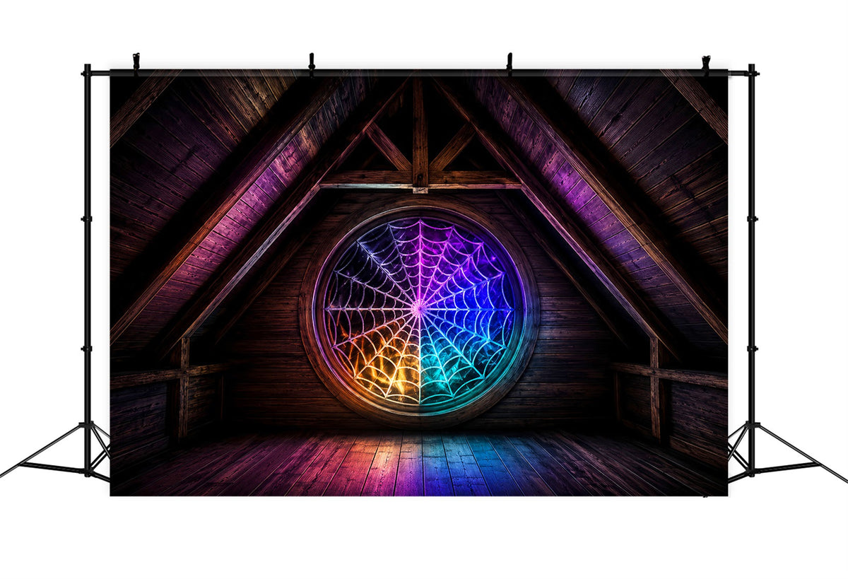 Einfacher Halloween-Hintergrund Bunte Spinne Dachbodenfenster Extra Großer Halloween-Hintergrund LXX67-105