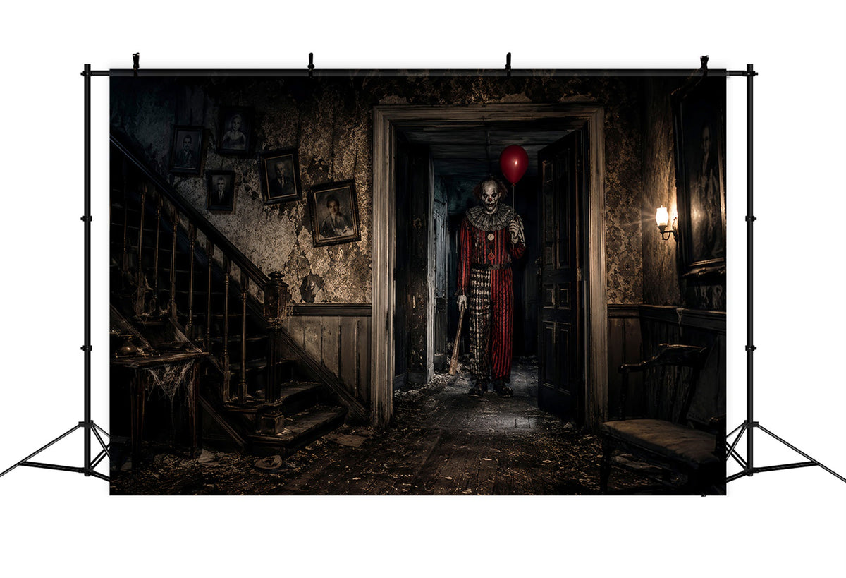 Halloween-Clown-Hintergrund Gruseliger Geist Spukflur-Halloween-Stoffhintergrund LXX67-106