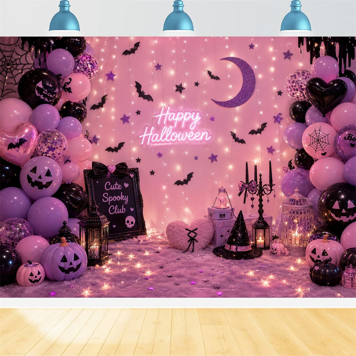 Halloween-Fotohintergrund Rosa Niedlich Gruselig Club Diy-Halloween-Fotohintergrund LXX67-107