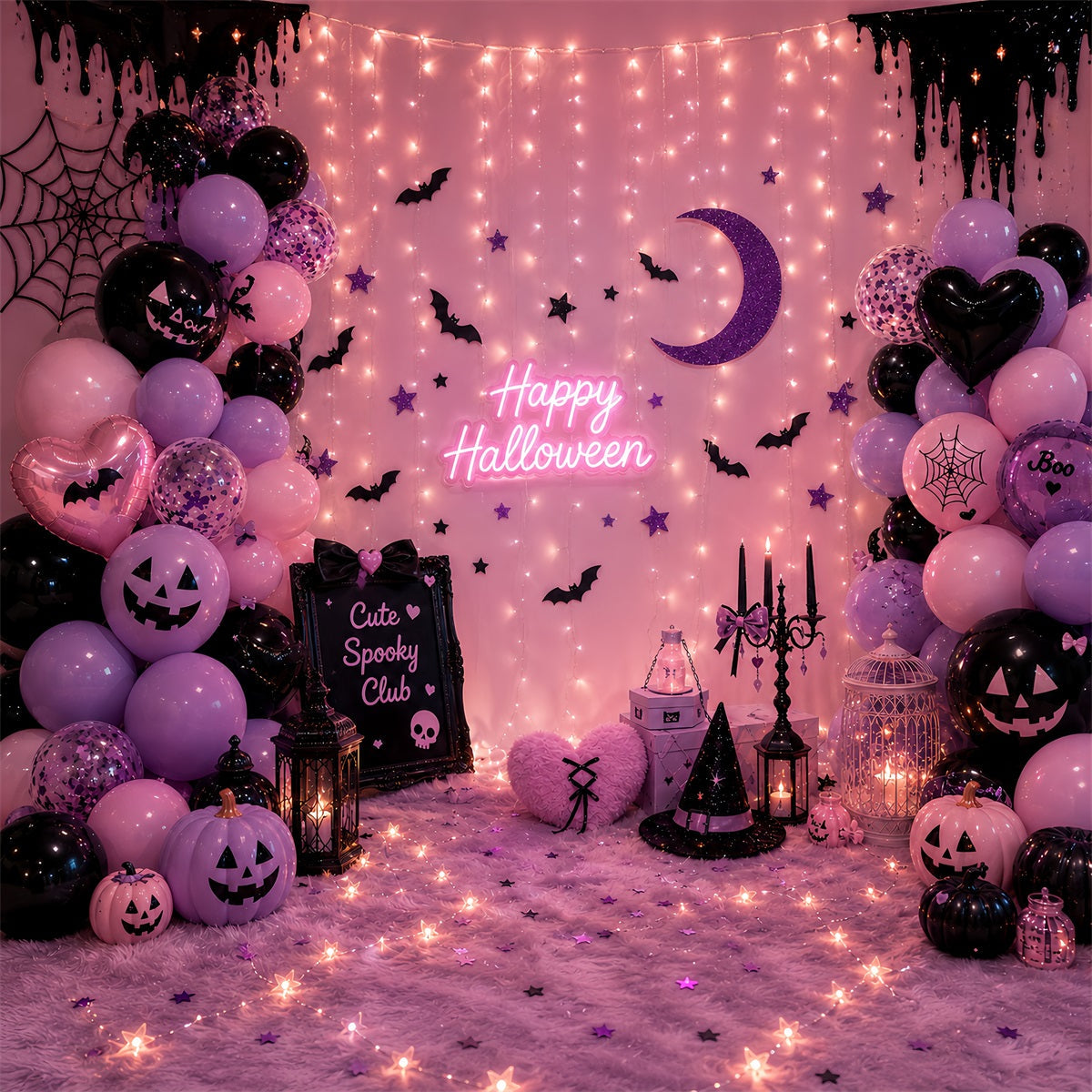 Halloween-Fotohintergrund Rosa Niedlich Gruselig Club Diy-Halloween-Fotohintergrund LXX67-107