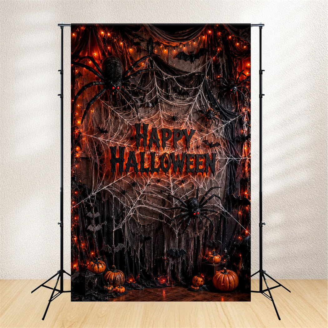 Halloween-Fotohintergrund Mit Riesigen Spinnennetz-Vorhängen LXX67-111