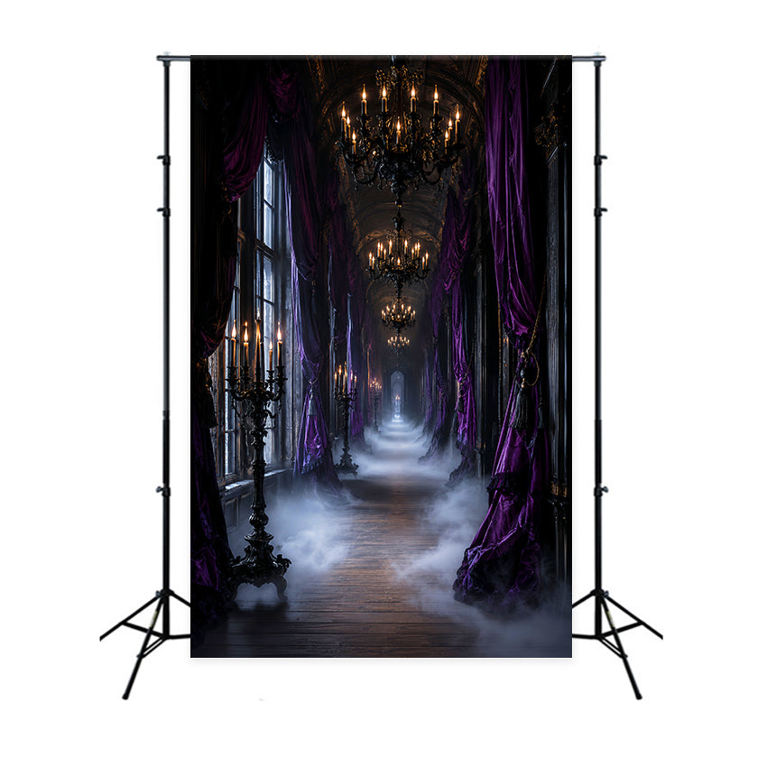 Halloween-HintergrundkulissenLila Kerze Gotischer Flur Halloween-Hintergrundideen LXX67-112