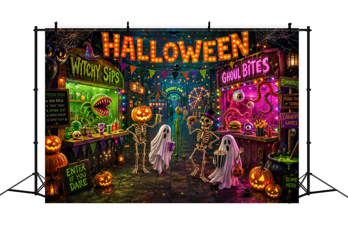 Halloween-Party-Hintergründe Neon Monster Karneval Straße Halloween Fotokabinen-Hintergrund LXX67-114