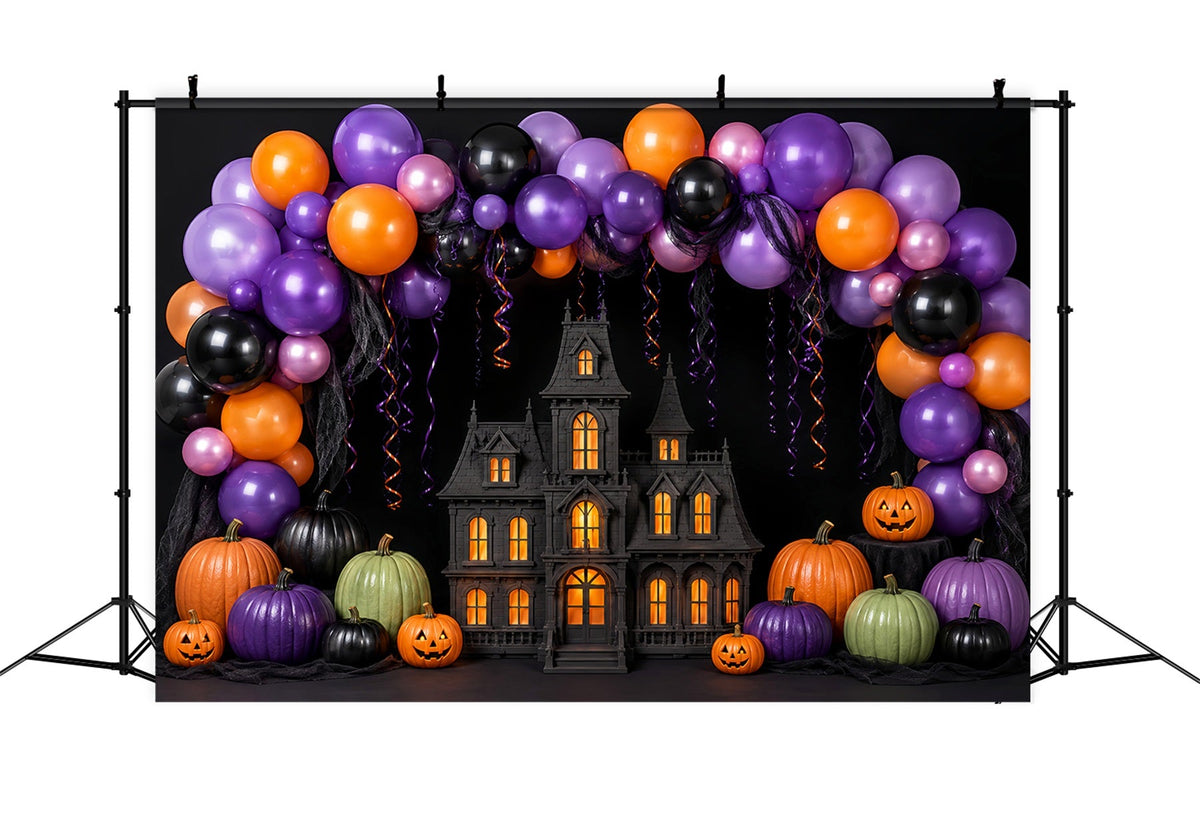 Halloween-Babyparty-Hintergrund Ballonbogen Spukhaus-Fotografie Halloween-Hintergrund LXX67-145