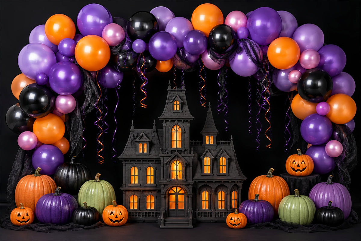 Halloween-Babyparty-Hintergrund Ballonbogen Spukhaus-Fotografie Halloween-Hintergrund LXX67-145