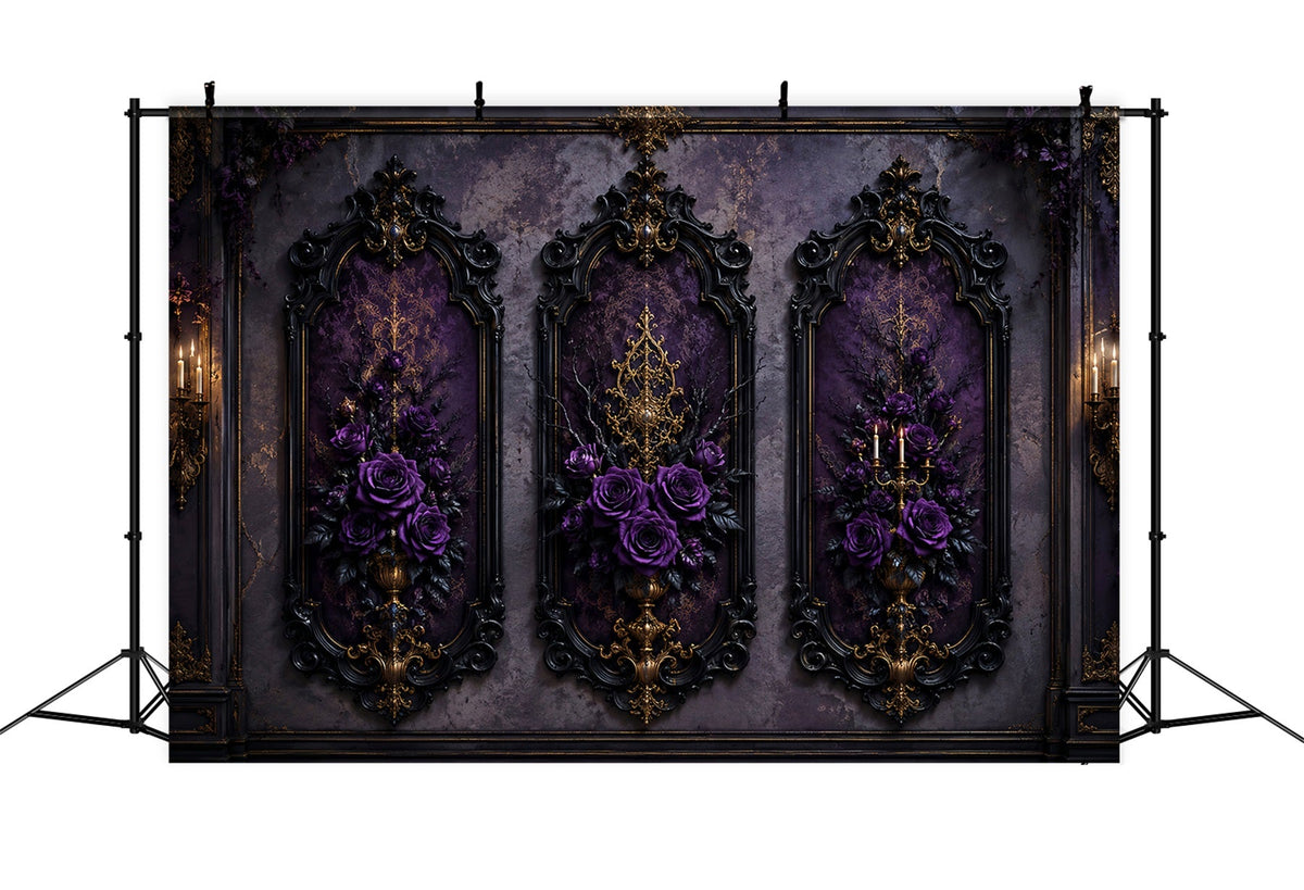 Halloween-Hintergrundideen Zum SelbermachenLila Rosen-Gothic-Paneele Lila Halloween-Hintergrund LXX67-153