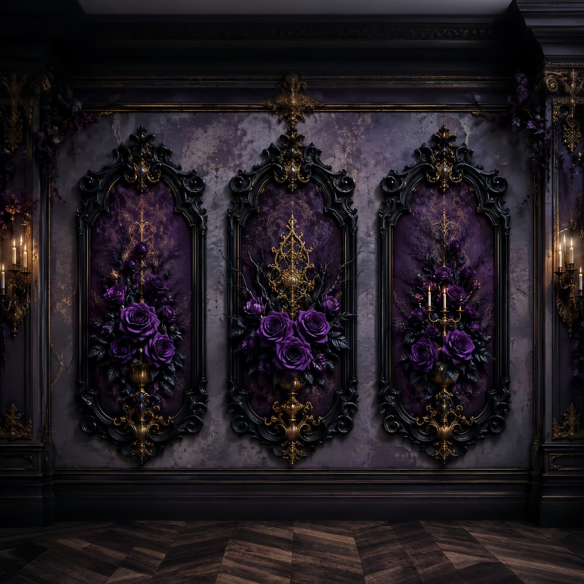 Halloween-Hintergrundideen Zum SelbermachenLila Rosen-Gothic-Paneele Lila Halloween-Hintergrund LXX67-153