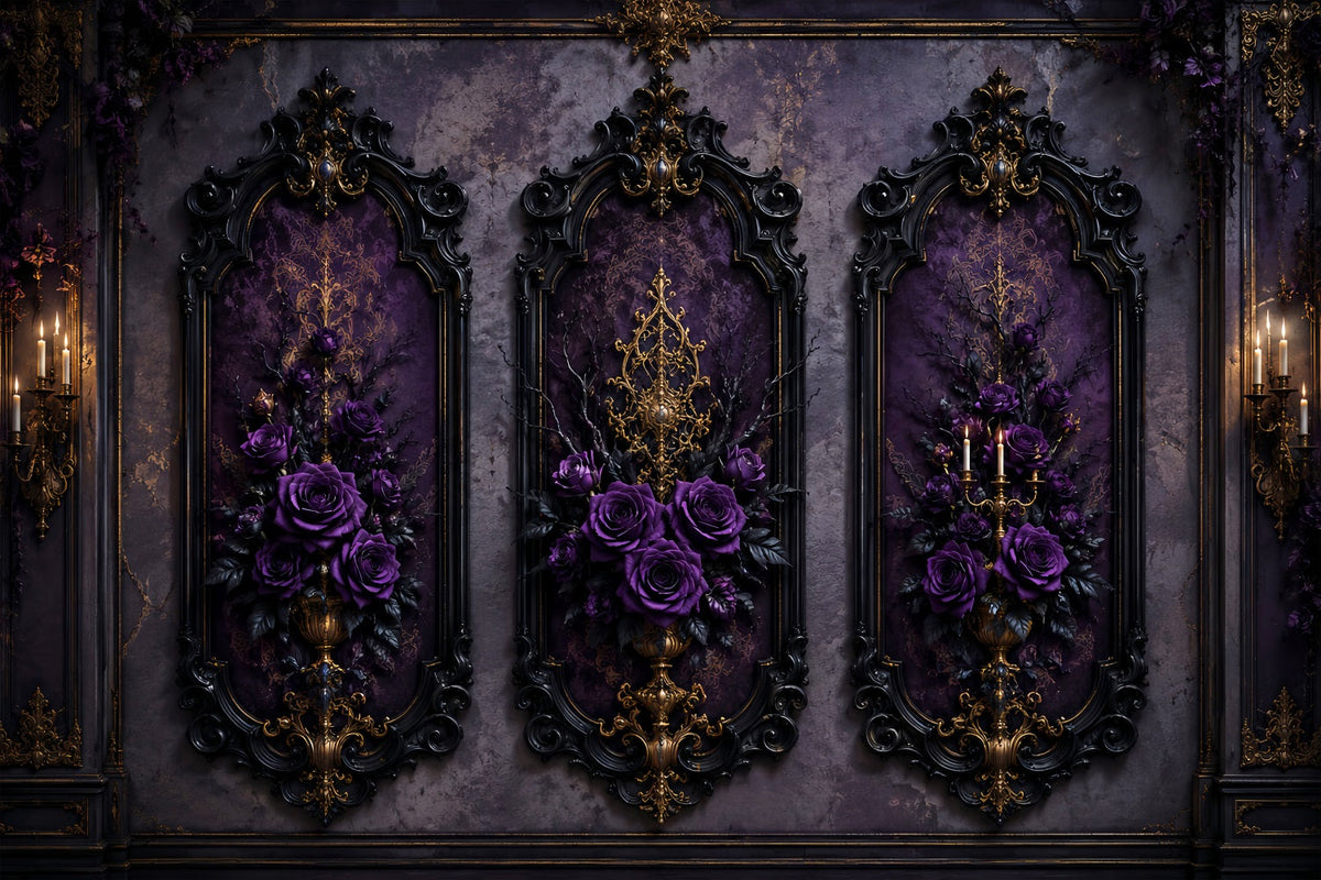 Halloween-Hintergrundideen Zum SelbermachenLila Rosen-Gothic-Paneele Lila Halloween-Hintergrund LXX67-153