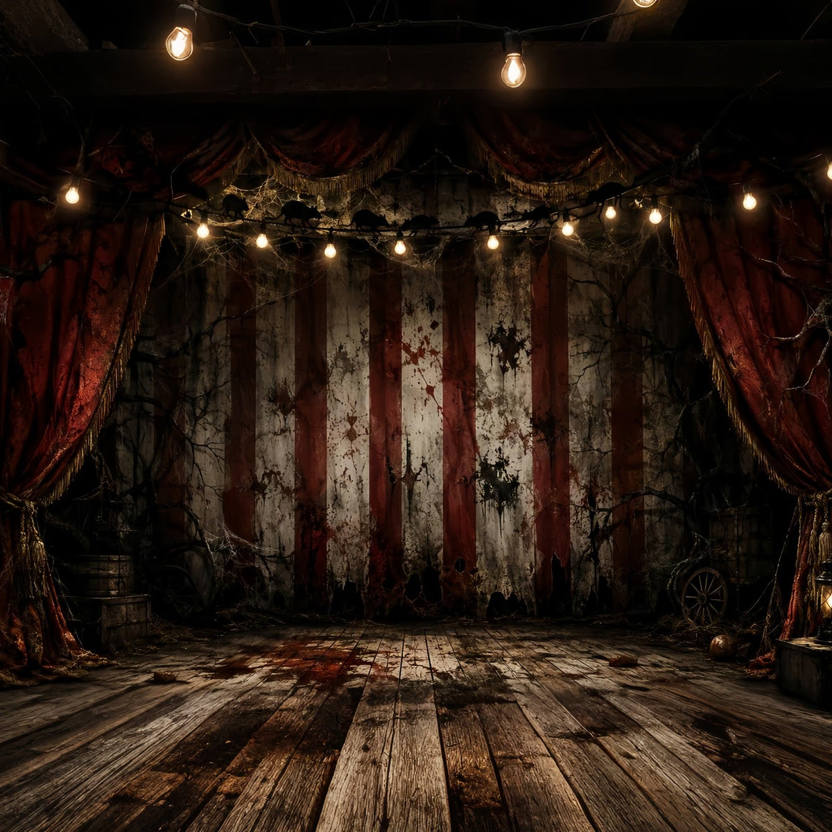 Halloween-Clown-Hintergrund Blutiger Zirkusvorhang Bühnenhintergrund Aus Stoff LXX67-158