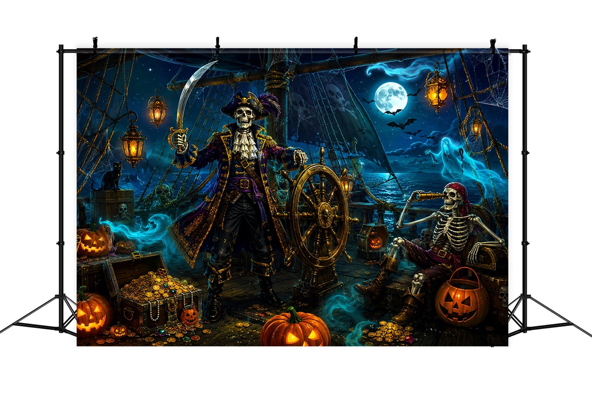 Halloween-FotohintergrundSkelett Piratenschatz Schiff LXX67-163