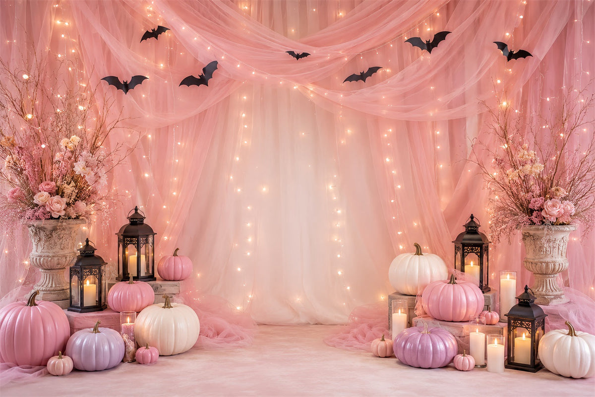 Halloween-Fotohintergrund Mit Rosa Kürbis-Dekoration Halloween-Party-Fotohintergrund LXX67-179