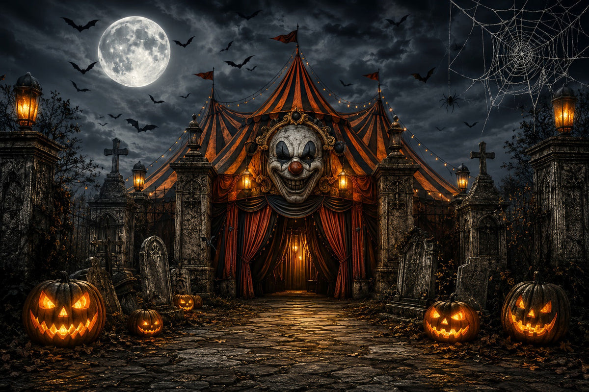 Halloween-Karnevalskulisse Unheimlicher Clown Friedhofszirkus Diy-Halloweenkulisse LXX67-199