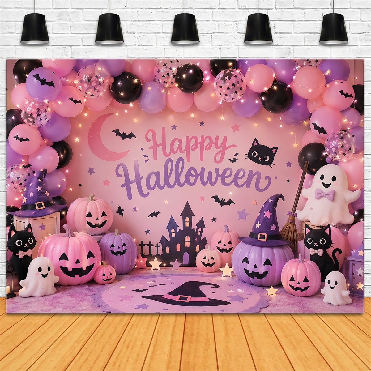 Diy Halloween Fotokulisse Pastellfarbene Geister-Kürbis-Party 10X10 Halloween Kulisse LXX67-200