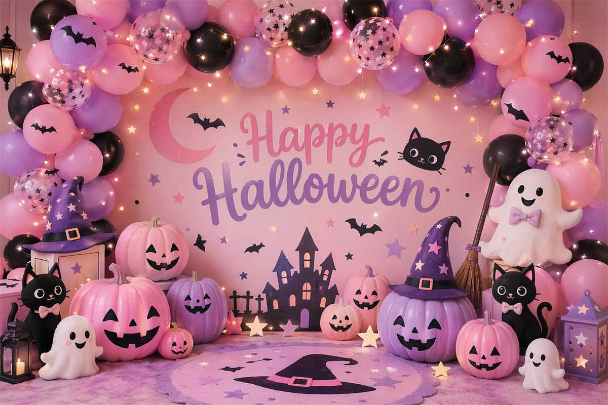 Diy Halloween Fotokulisse Pastellfarbene Geister-Kürbis-Party 10X10 Halloween Kulisse LXX67-200